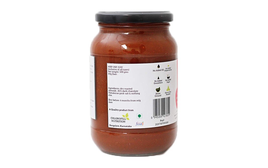 All Over Nuts 85% Dark Chocolate Almond Butter Crunchy   Glass Jar  500 grams